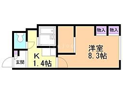 レオパレスリベェール 1Kの間取図画像
