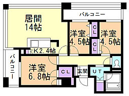 ラフィネタワー札幌南3条 3LDKの間取図画像