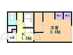 レオパレス八軒 1Kの間取図画像
