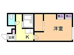 レオパレス八軒 1Kの間取図画像