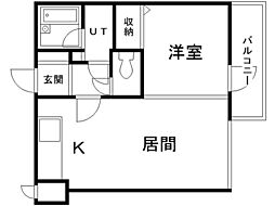 ソレイユハイム山鼻 1LDKの間取図画像