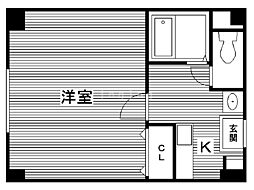 グランデュール 1Kの間取図画像