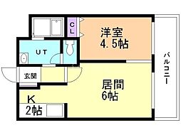 シティテラス南5条 1DKの間取図画像