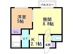 MTガーデン山の手 1LDKの間取図画像