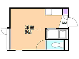 カントリーまるやま ワンルームの間取図画像
