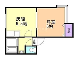 クチュール南6条2 1DKの間取図画像