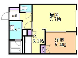 メイプルコート北円山 1LDKの間取図画像