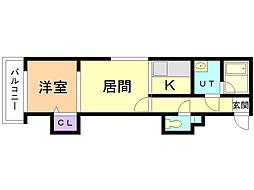 アクアコースト 1DKの間取図画像