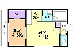 グランドサクセス北3条 1LDKの間取図画像