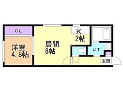 エスパシオ八軒 1LDKの間取図画像