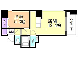 ビッグタワー大通公園 1LDKの間取図画像