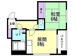 ベルレーヴ山鼻 1LDKの間取図画像