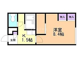 レオパレス希望 1Kの間取図画像
