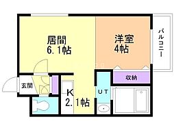 ル・ノール弐番館 1LDKの間取図画像