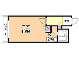 ソーレルハイツ植物園 1Kの間取図画像