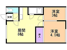 緑マンション 2LDKの間取図画像