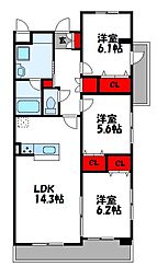 ボヌールプラージュ2 3LDKの間取図画像