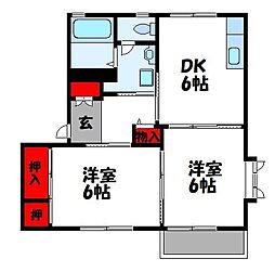 ディアス新宮 2DKの間取図画像