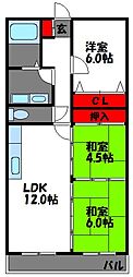 クレスト尾崎1号館 3LDKの間取図画像