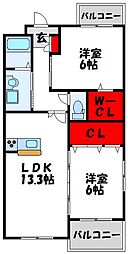 プレステージコオリナ 2LDKの間取図画像