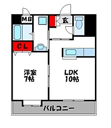 カーサアンピオ 1LDKの間取図画像