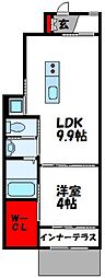 プランドール新宮 1LDKの間取図画像
