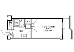 ROCイン新形 1Kの間取図画像