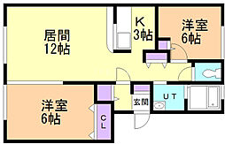 グレース平和 2LDKの間取図画像