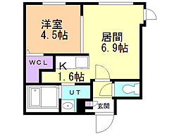 ワイズ白石 1LDKの間取図画像