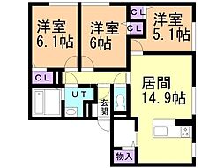 ル・シーニュ平岡 3LDKの間取図画像