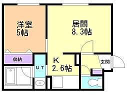 アズール2 1LDKの間取図画像