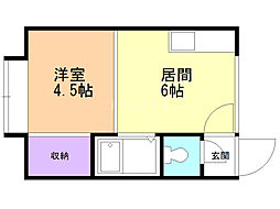 サンコート栄通13A棟 1DKの間取図画像