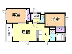 ブランノワール 2LDKの間取図画像