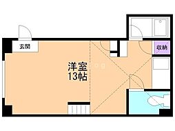 ツインビルB ワンルームの間取図画像