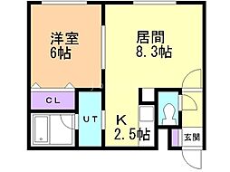 イルミナーレ南郷 1LDKの間取図画像