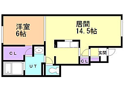 プレッスィーズルブニール 1LDKの間取図画像