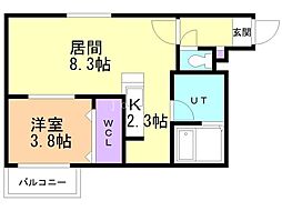 クラス南郷 1LDKの間取図画像