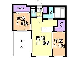 スリール 2LDKの間取図画像