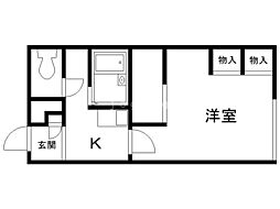 レオパレスレインボー 1Kの間取図画像