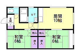 コーポ水越 2LDKの間取図画像