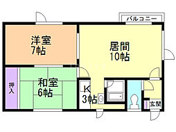 早川ハイツ 2LDKの間取図画像