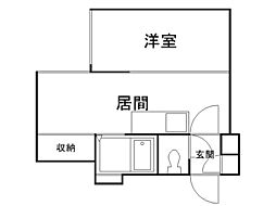 スカイコート新札幌・A 1DKの間取図画像