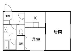 サザンフィールド東札幌 1LDKの間取図画像