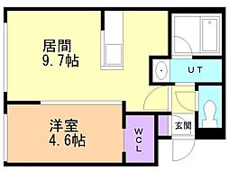 札幌市白石区栄通9丁目マンション 1LDKの間取図画像