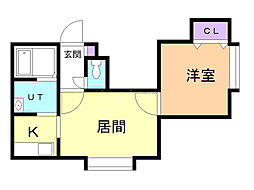 プリマベーラ菊水 1LDKの間取図画像