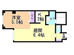 プリムラK1 1LDKの間取図画像