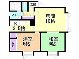 バンブー10 2LDKの間取図画像