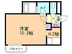 グランバリュー白石 1Kの間取図画像
