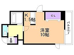 ファーストコートB 1Kの間取図画像
