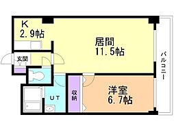 ルーデンスプレイス平和通 1LDKの間取図画像